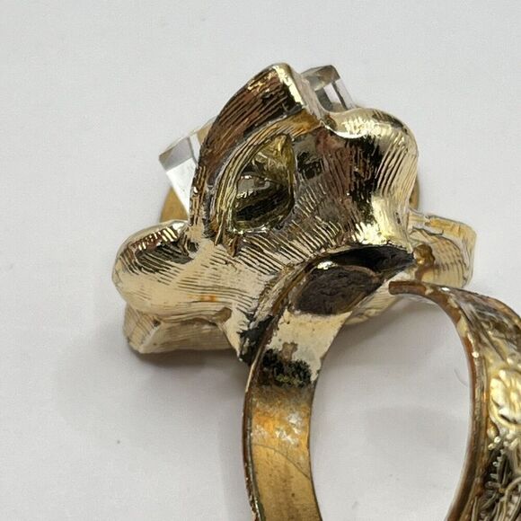 Vintage Austrian Swarovski Crystal Adjustable Flower Ring Original Box Unmarked - Picture 11 of 12